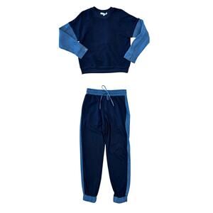 NEW RED HAUTE women's trim sweatset in navy/denim